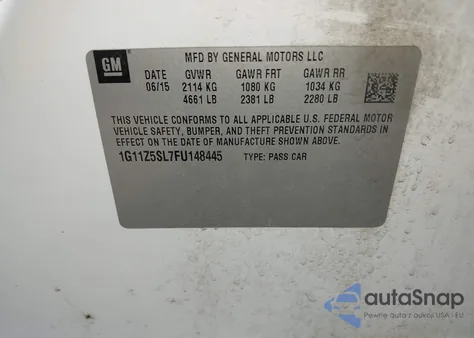 2015 Chevrolet Impala Ls from USA, damaged, VIN 1G11Z5SL7FU148445